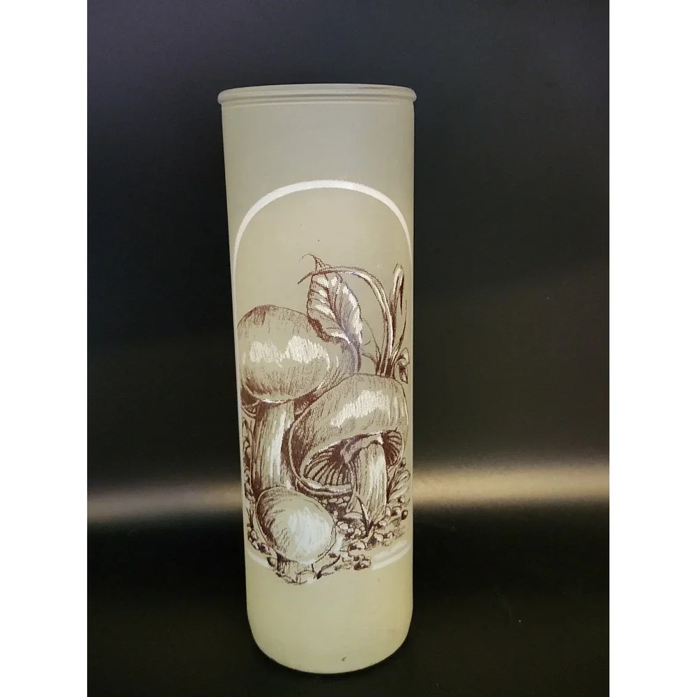 Vintage 70s Frosted Glass Mushroom Candle Holder Cylinder Sleeve Cottagecore 9